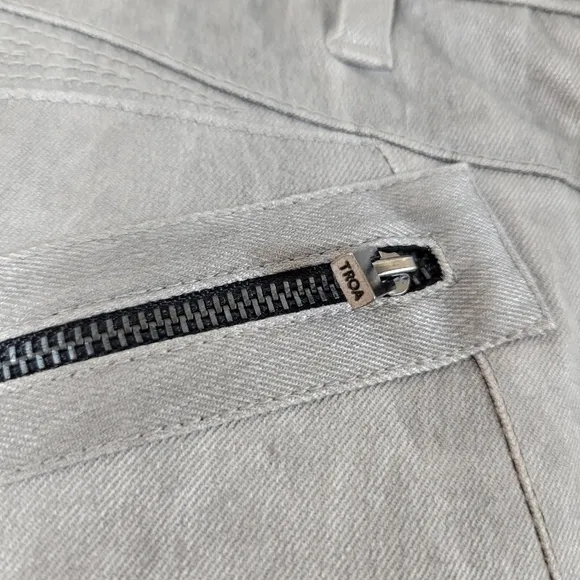 TROA NEW YORK Crosby Cigarette mid rise silver cargo zip skinny moto jeans