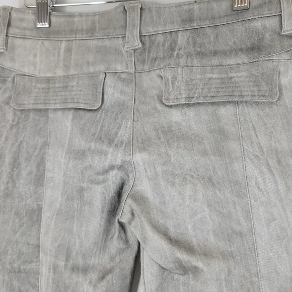 TROA NEW YORK Crosby Cigarette mid rise silver cargo zip skinny moto jeans