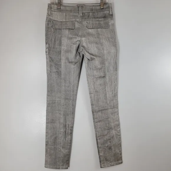 TROA NEW YORK Crosby Cigarette mid rise silver cargo zip skinny moto jeans