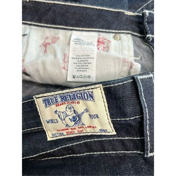 True Religion W2G584TS Natural Lonestar Boot Cut Flap Blue Jeans sz 30 NWT