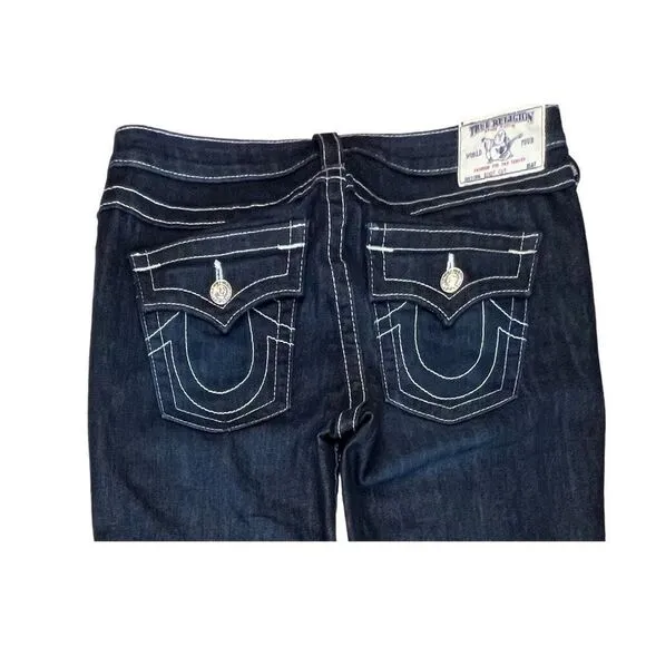 True Religion W2G584TS Natural Lonestar Boot Cut Flap Blue Jeans sz 30 NWT