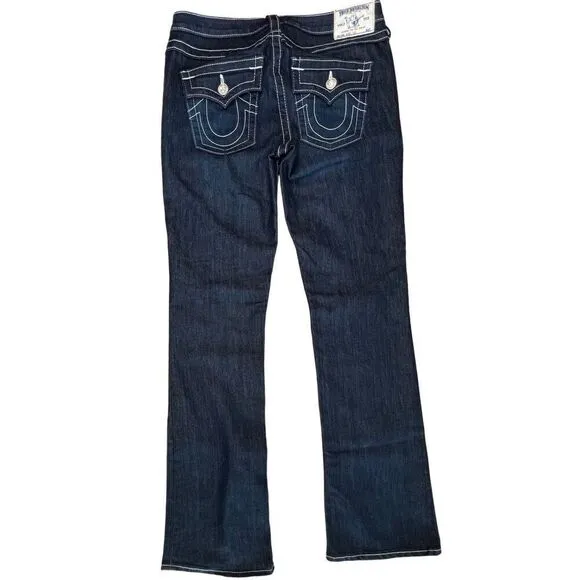 True Religion W2G584TS Natural Lonestar Boot Cut Flap Blue Jeans sz 30 NWT