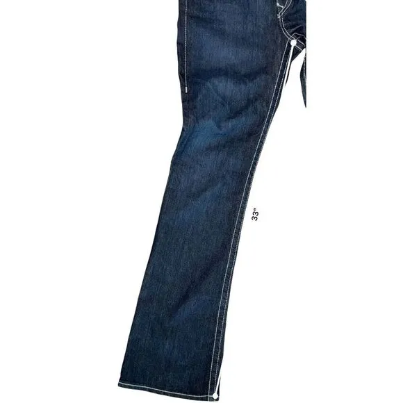 True Religion W2G584TS Natural Lonestar Boot Cut Flap Blue Jeans sz 30 NWT