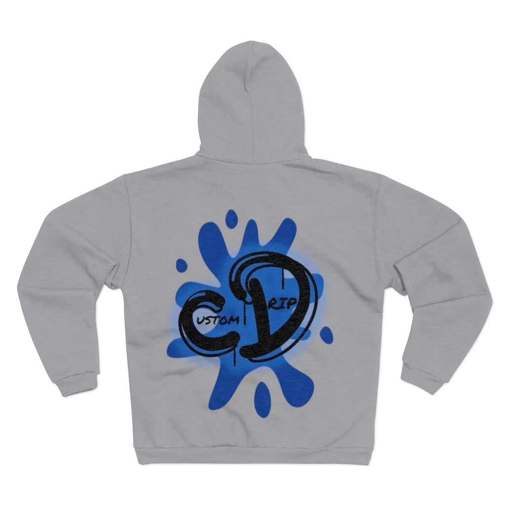 University blue custom drip splash Unisex Hooded Zip Sweatshirt