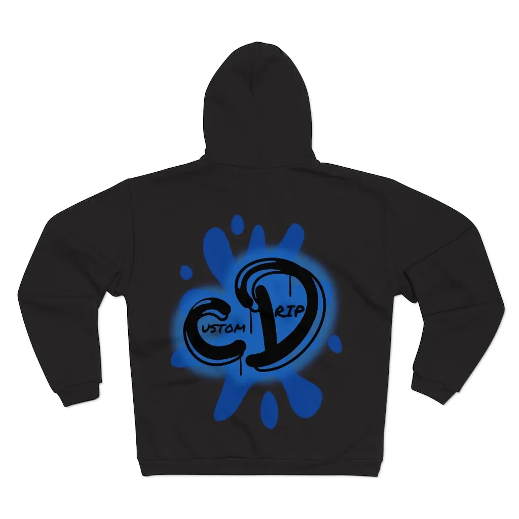 University blue custom drip splash Unisex Hooded Zip Sweatshirt
