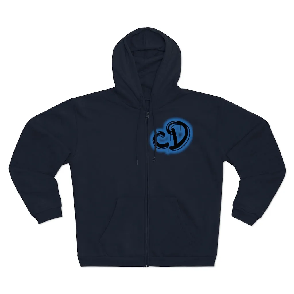 University blue custom drip splash Unisex Hooded Zip Sweatshirt
