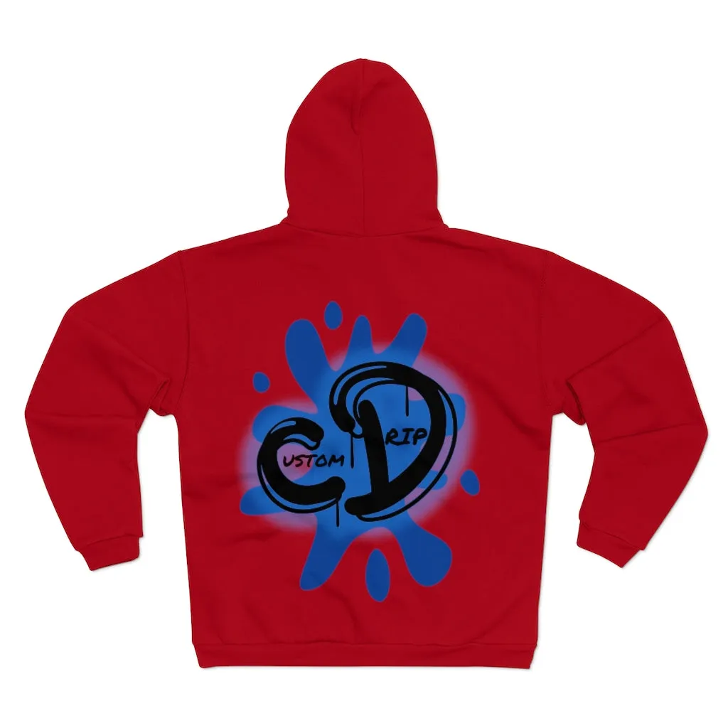 University blue custom drip splash Unisex Hooded Zip Sweatshirt