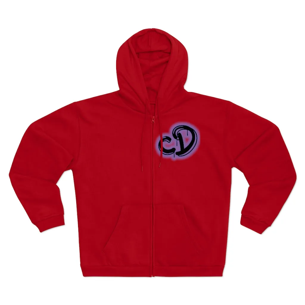 University blue custom drip splash Unisex Hooded Zip Sweatshirt