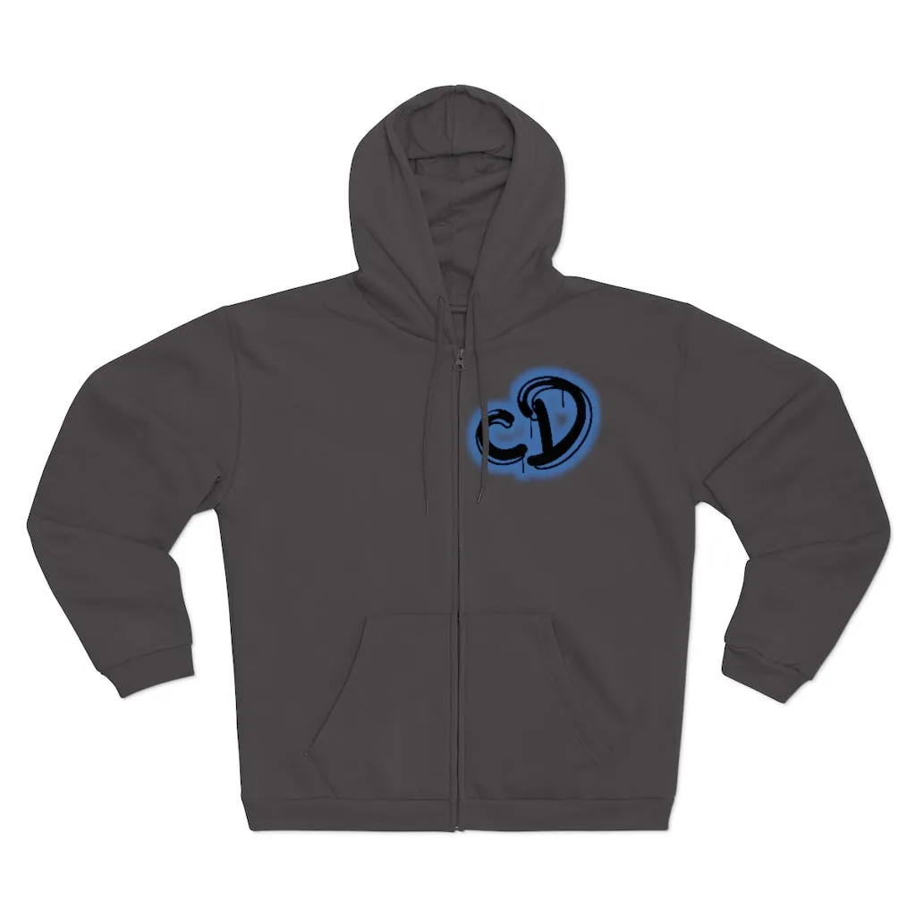 University blue custom drip splash Unisex Hooded Zip Sweatshirt