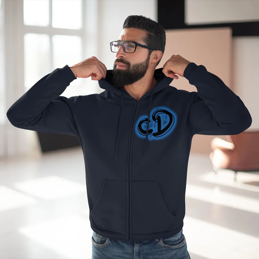 University blue custom drip splash Unisex Hooded Zip Sweatshirt