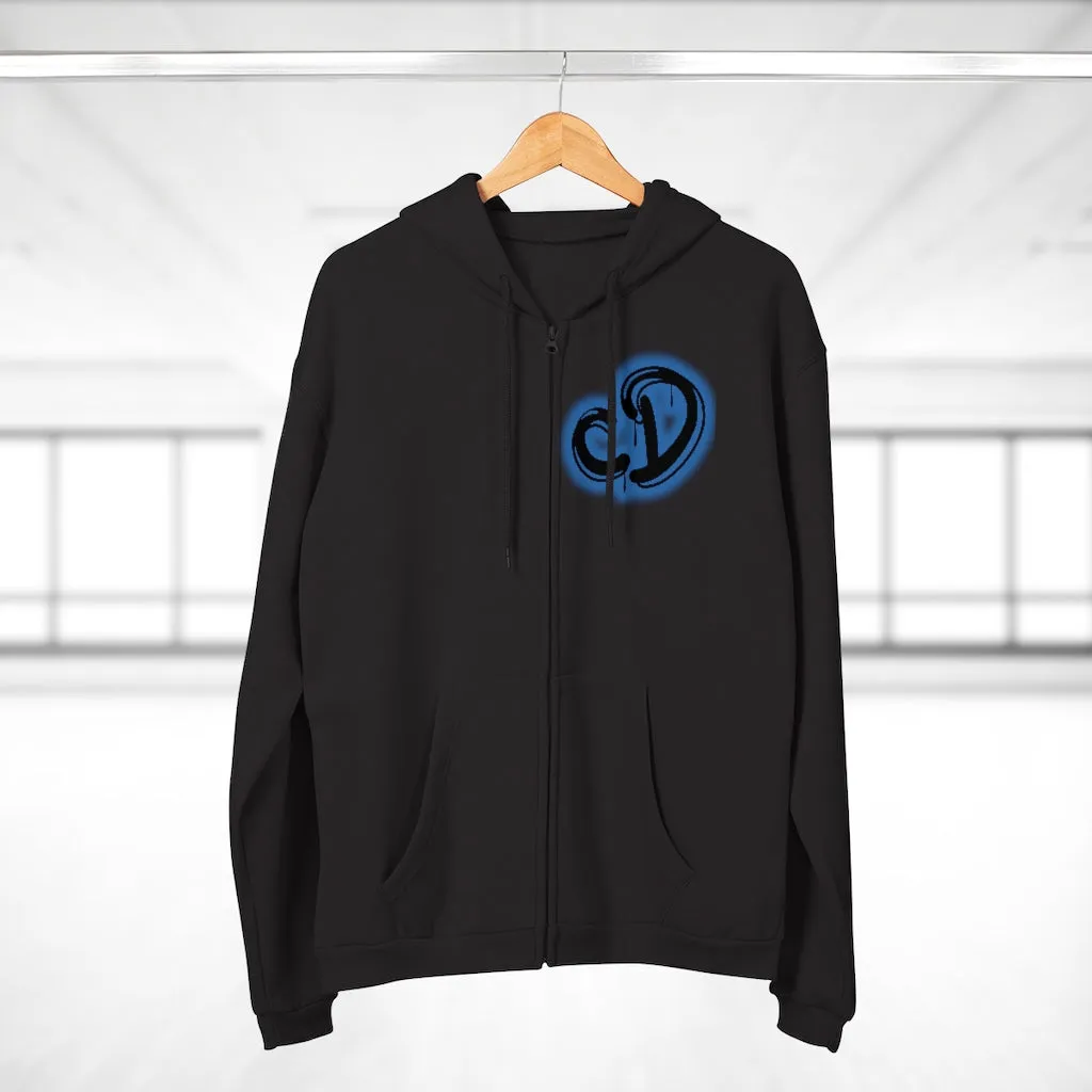 University blue custom drip splash Unisex Hooded Zip Sweatshirt