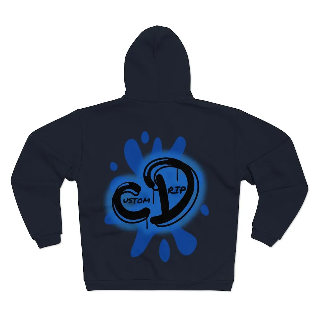 University blue custom drip splash Unisex Hooded Zip Sweatshirt