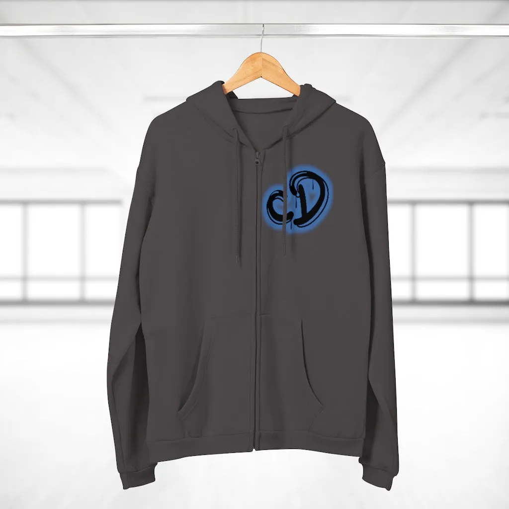 University blue custom drip splash Unisex Hooded Zip Sweatshirt