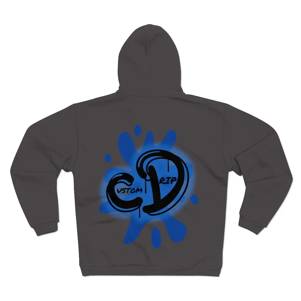 University blue custom drip splash Unisex Hooded Zip Sweatshirt