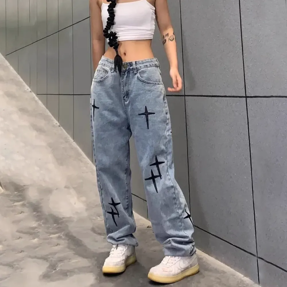 Urban Cross Graphic Straight Leg Jeans