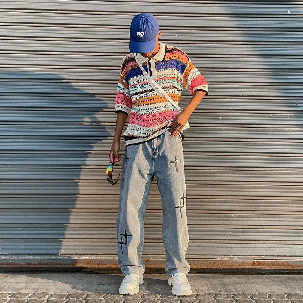 Urban Cross Graphic Straight Leg Jeans
