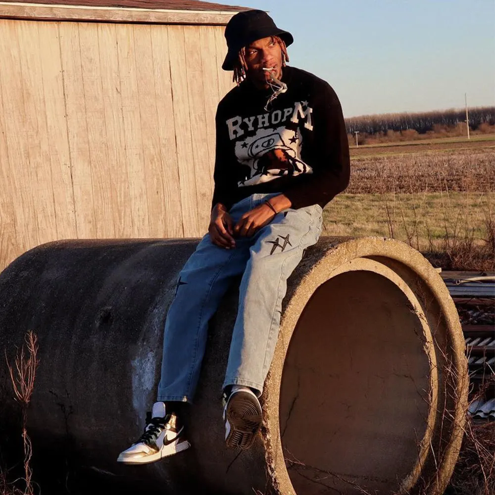 Urban Cross Graphic Straight Leg Jeans