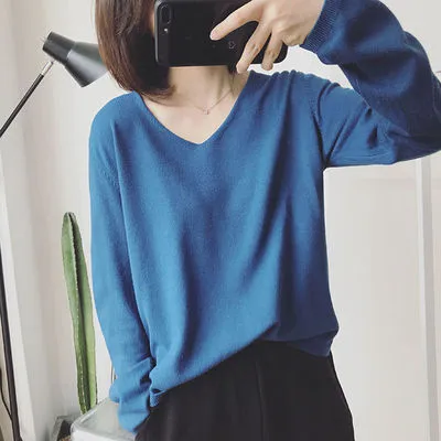 V-neck Pullover Long Sleeve Sweater