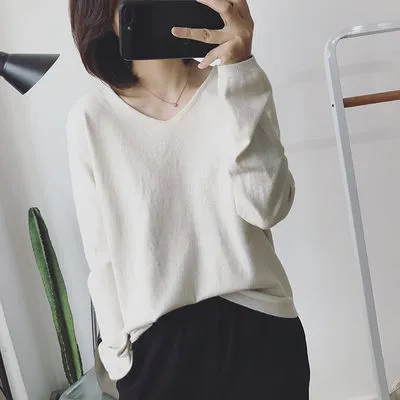 V-neck Pullover Long Sleeve Sweater