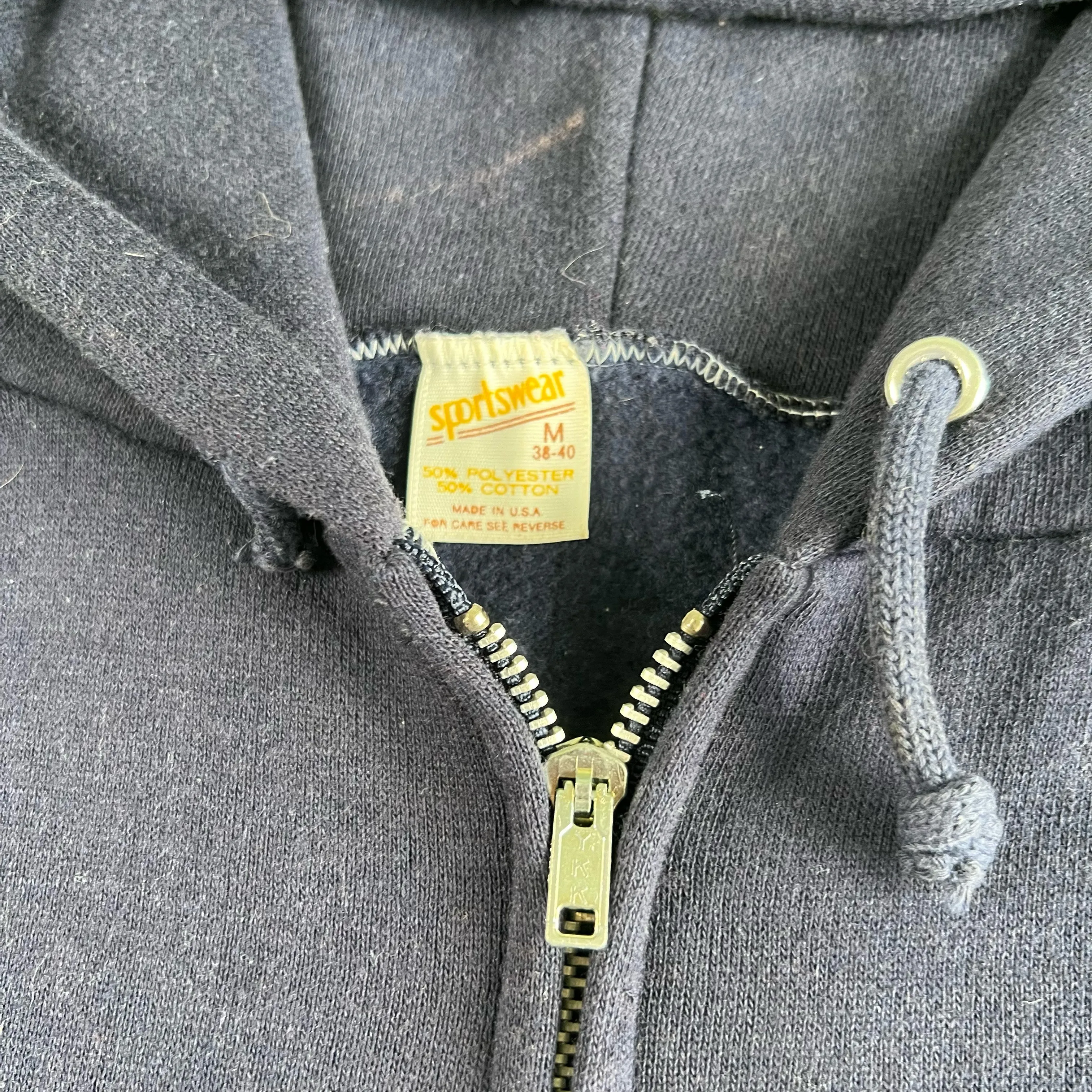 Vintage Blank Navy Zip Up Hoodie- SELECT SIZE