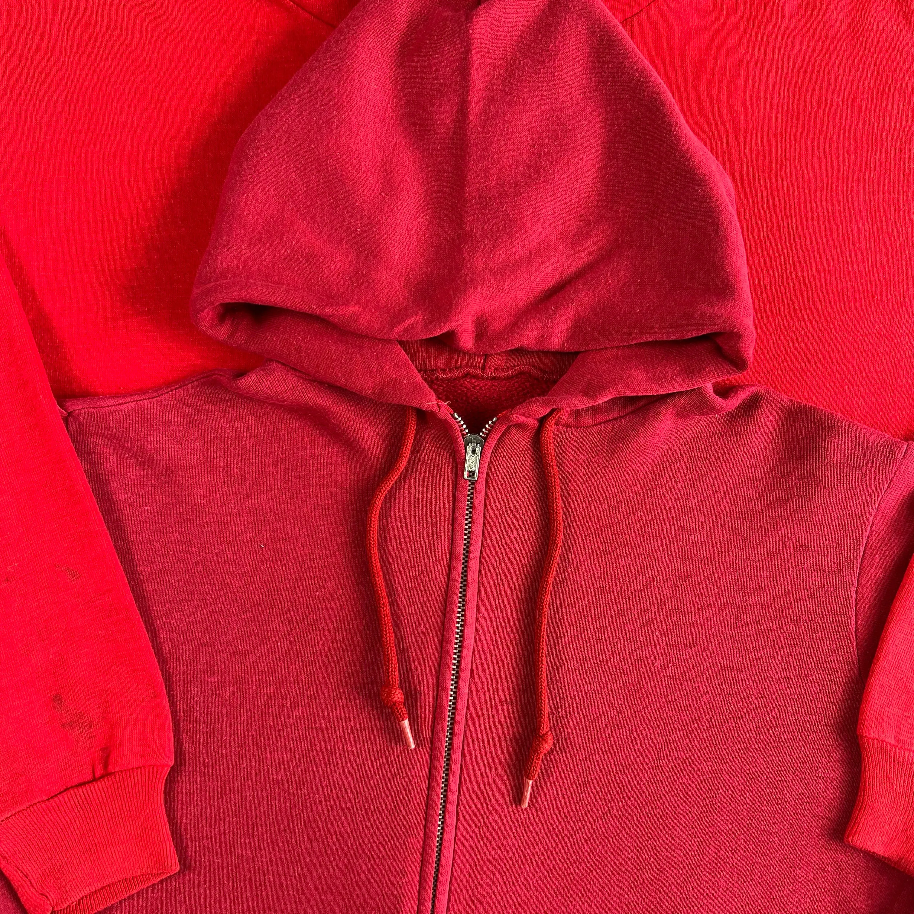 Vintage Blank Red Zip Up Hoodie- SELECT SIZE