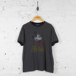 Vintage Disney Mickey Mouse Ringer T-shirt - Grey - L