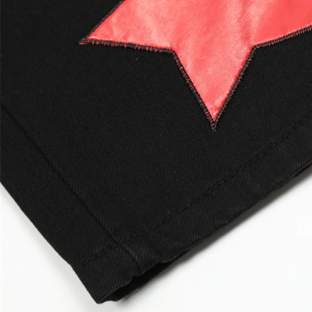 Vintage Flame Embroidery Straight Leg Jeans