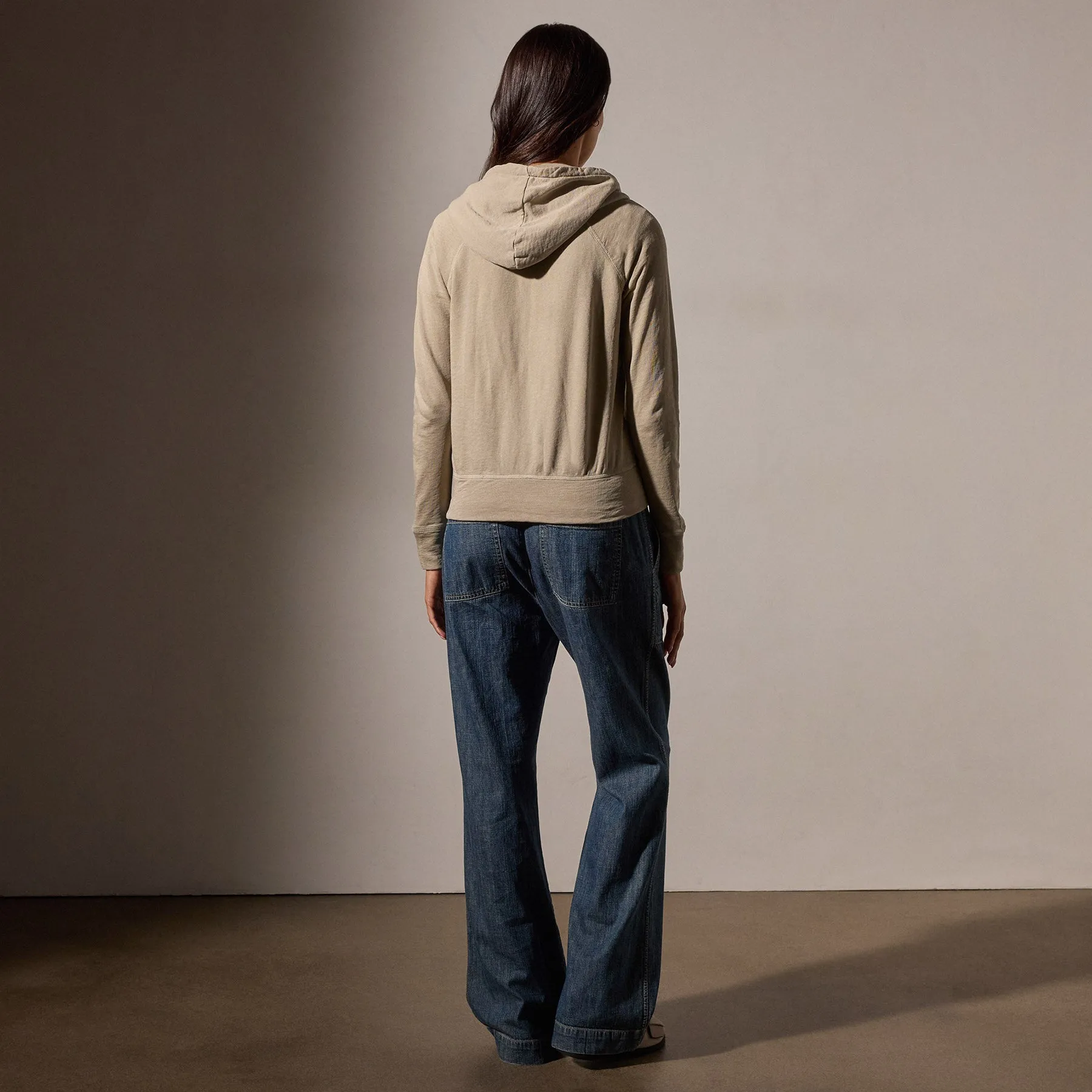 Vintage French Terry Zip Up Hoodie - Light Tan Pigment