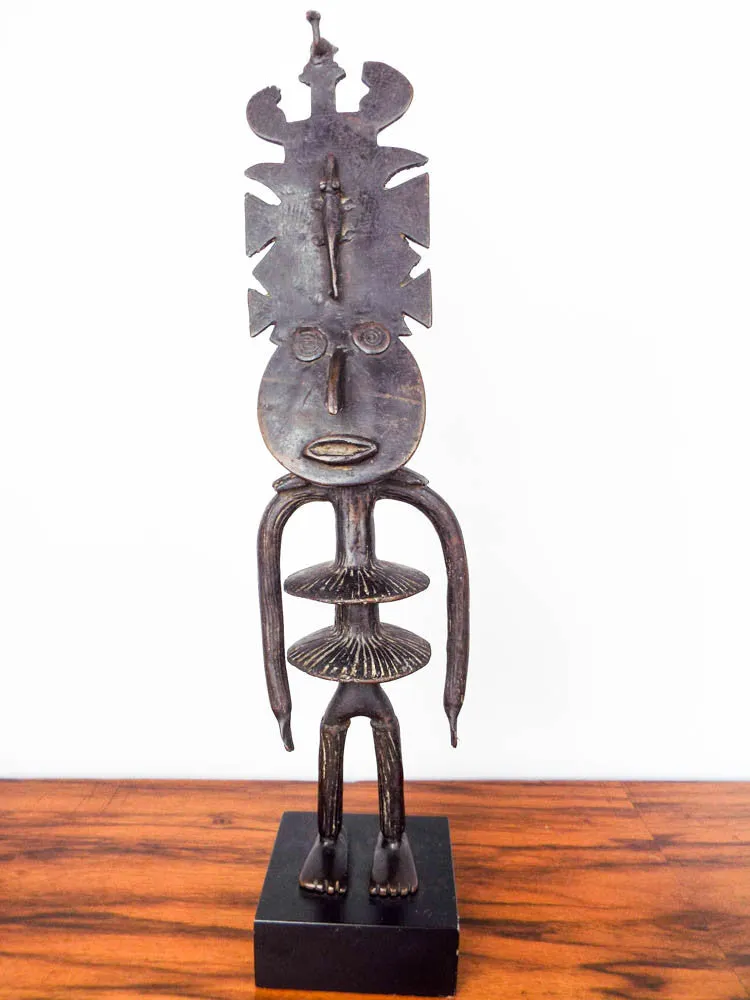 Vintage Patinated Bronze African Sculptures