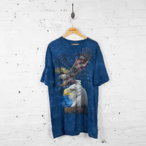 Vintage Tie Dye Eagle T-shirt - Blue - XL