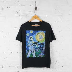 Vintage Van Gogh Star Wars Cartoon T-shirt - Black - L
