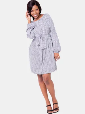 Vivo Zawadi Shift Dress - White Print