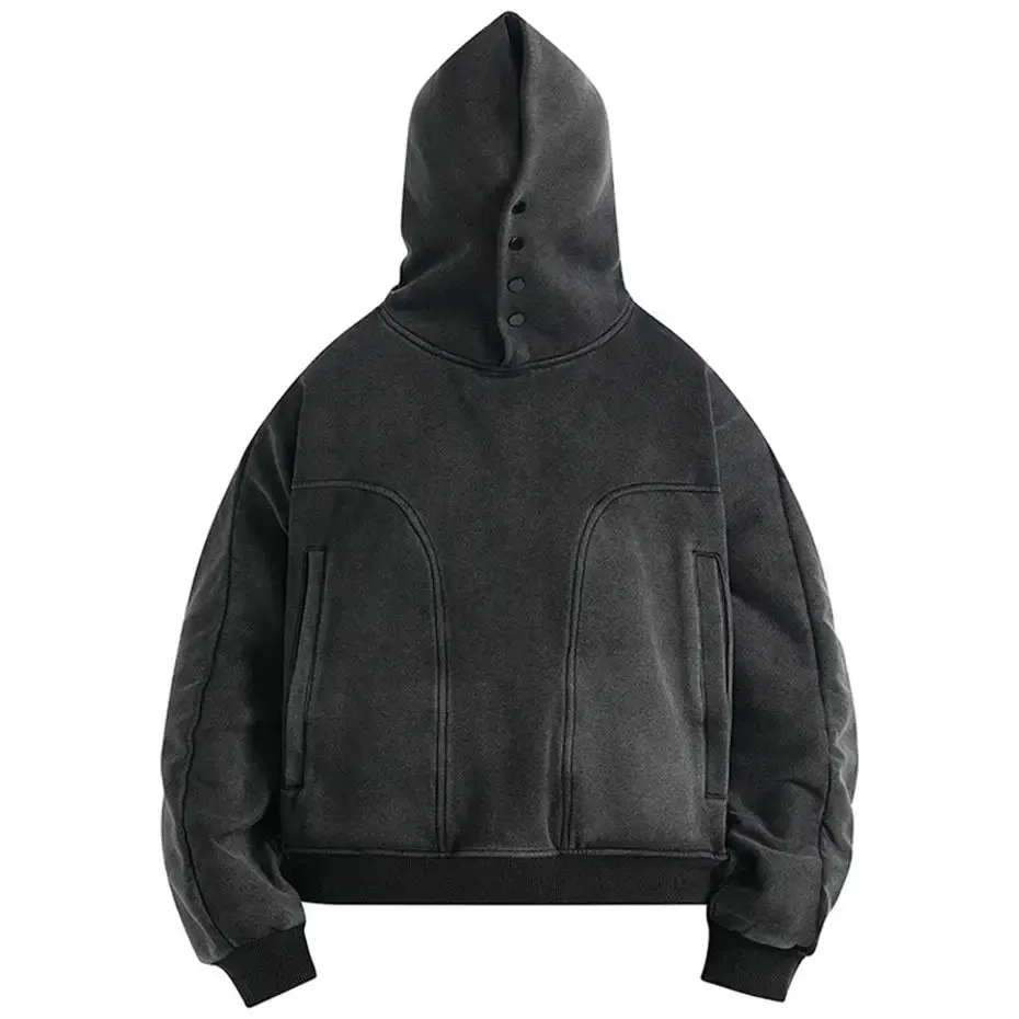 Washed Button Up Oversized Hoodie