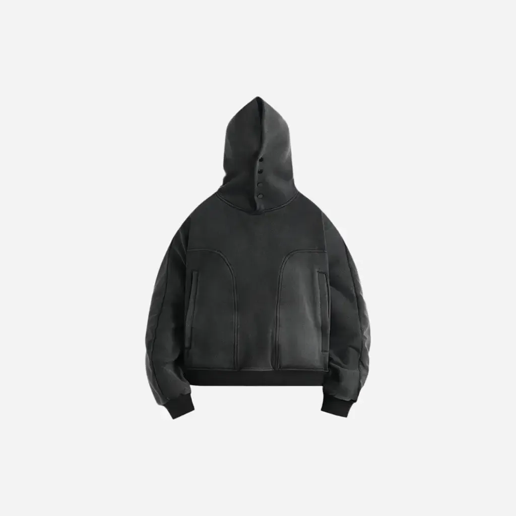 Washed Button Up Oversized Hoodie