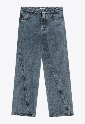 Washed Straight-Leg Jeans
