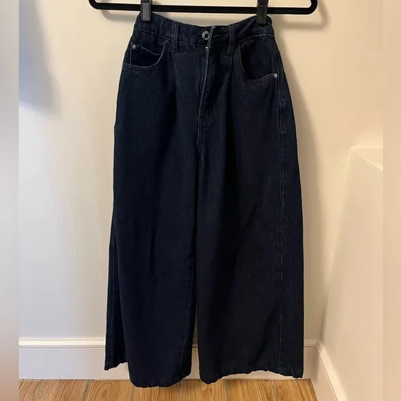 Weworewhat Dark Blue Wide Leg Jeans