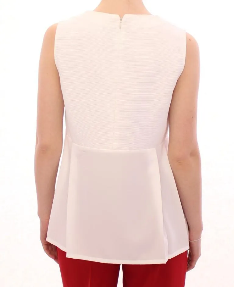White crewneck cotton tank top