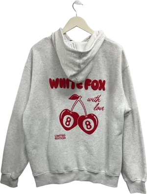White Fox White With Love In The Moment Oversized Hoodie UK L/XL