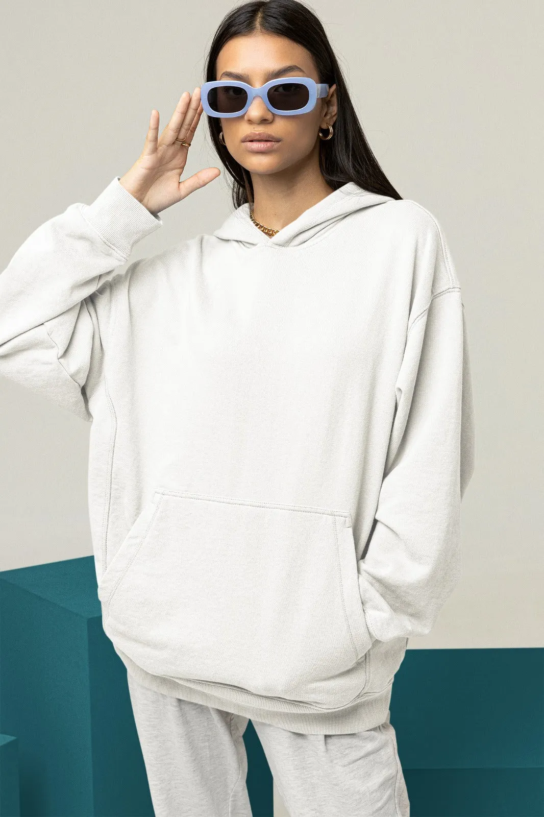 White Oversized Hoodie || Essentials