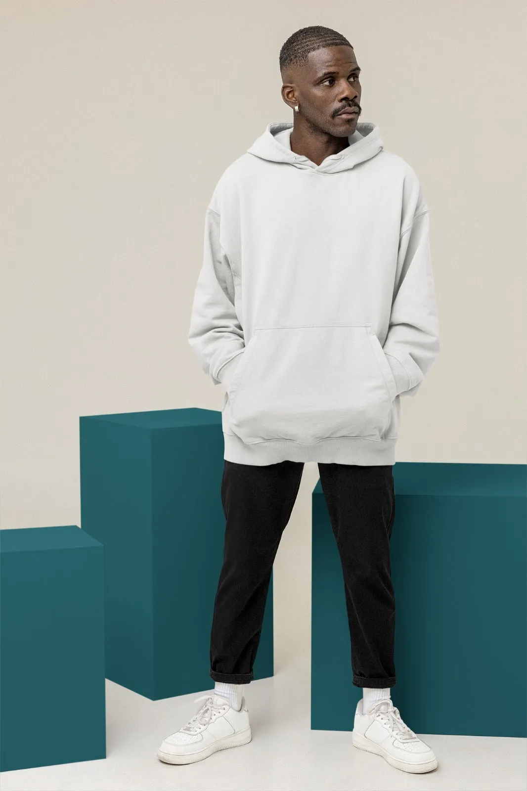 White Oversized Hoodie || Essentials