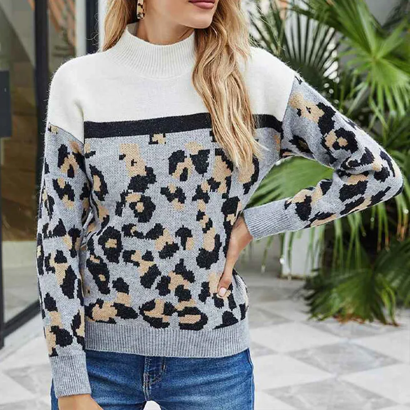 Women Casual Turtleneck Long Sleeve Chunky Knitted Pullover Sweaters  K348