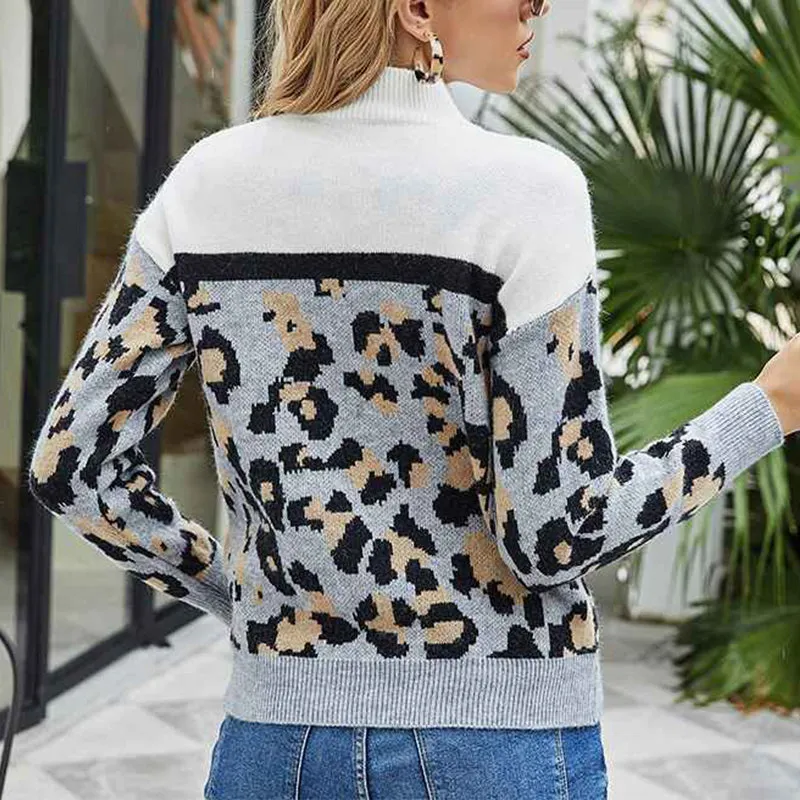 Women Casual Turtleneck Long Sleeve Chunky Knitted Pullover Sweaters  K348