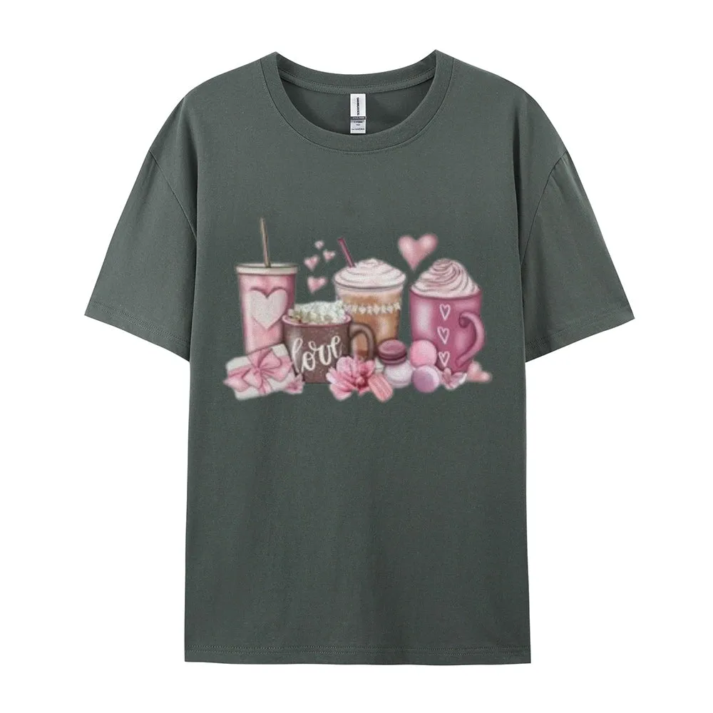 Women Coffee Is My Valentine's Day Print Graphic T-shirt
