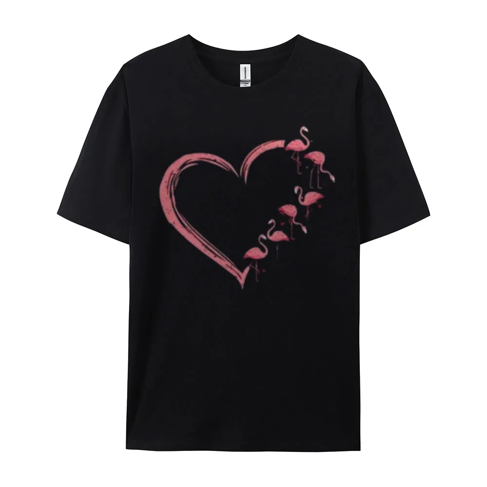 Women Love Flamingo For Valentine's Day Print Graphic T-shirt