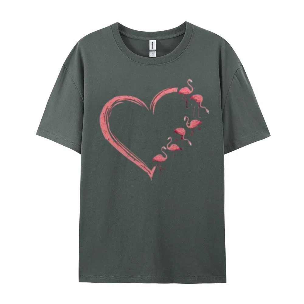 Women Love Flamingo For Valentine's Day Print Graphic T-shirt