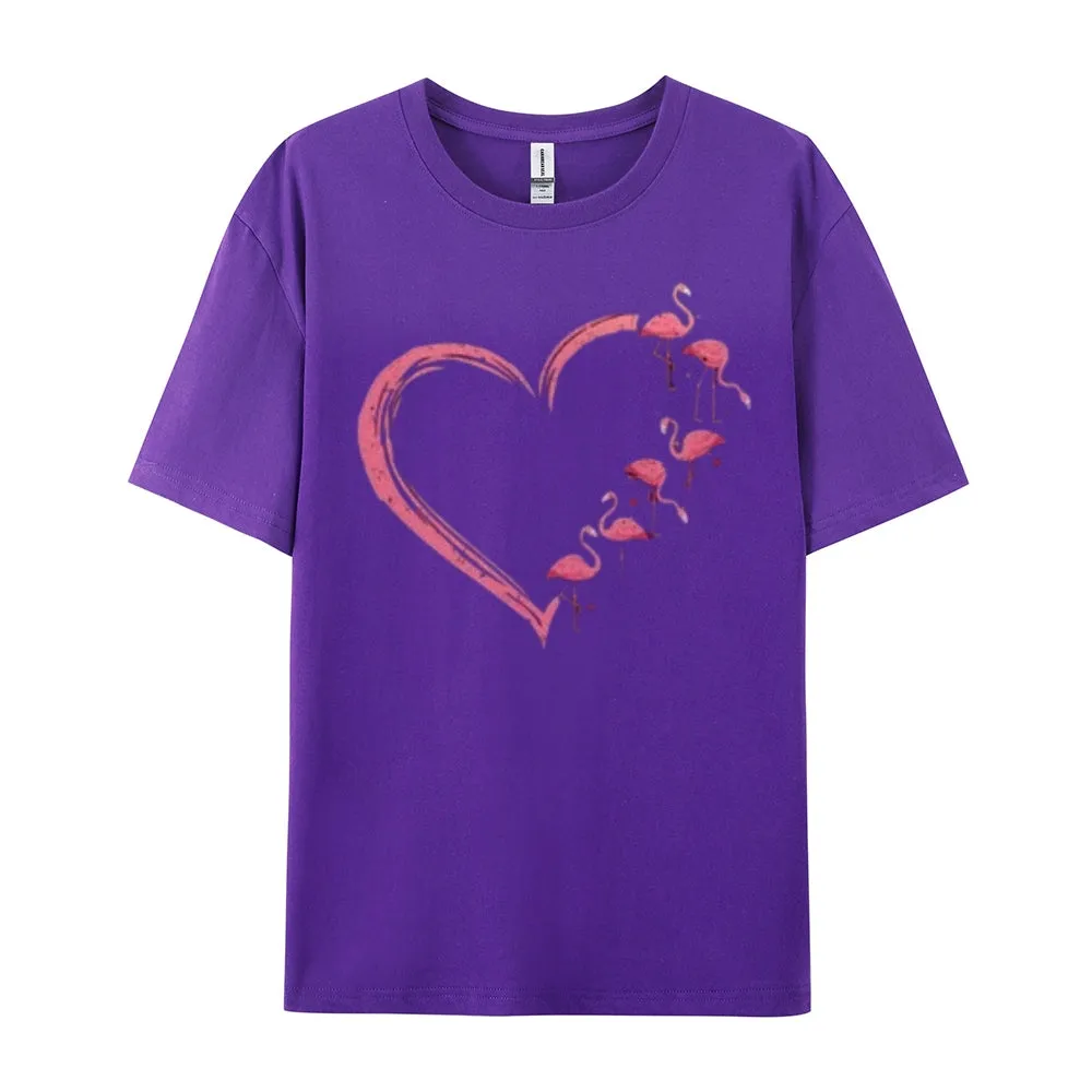 Women Love Flamingo For Valentine's Day Print Graphic T-shirt