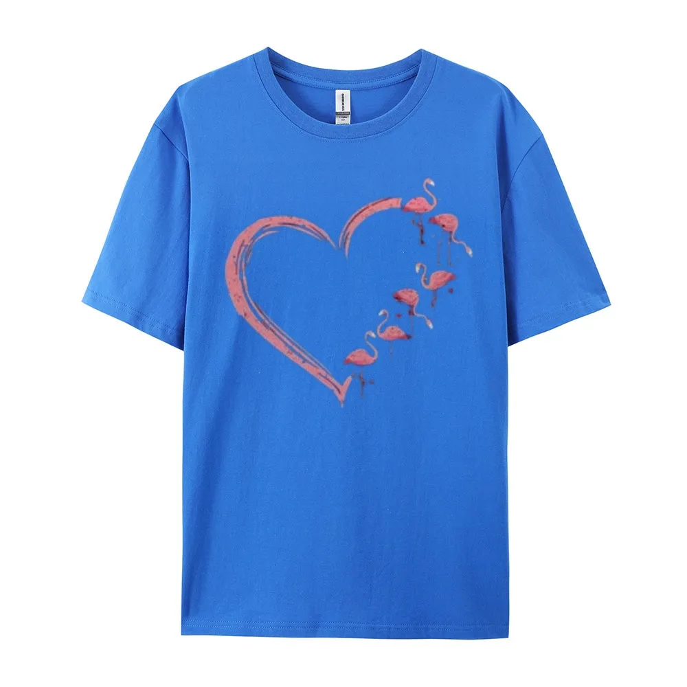 Women Love Flamingo For Valentine's Day Print Graphic T-shirt