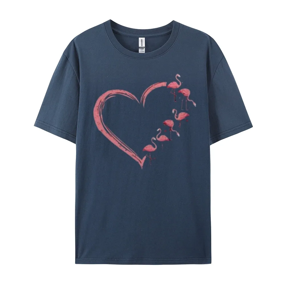 Women Love Flamingo For Valentine's Day Print Graphic T-shirt