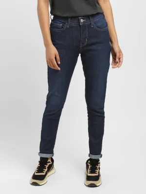 Women's 710 Blue Super Skinny Fit Mid Rise Jeans