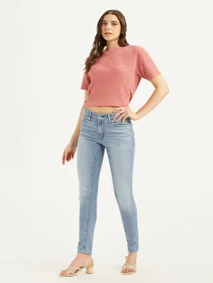 Women's 711 Blue Skinny Fit Mid Rise Jeans